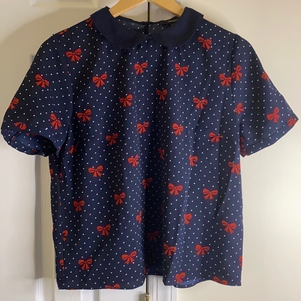 Forever 21 Bow Holiday Blouse